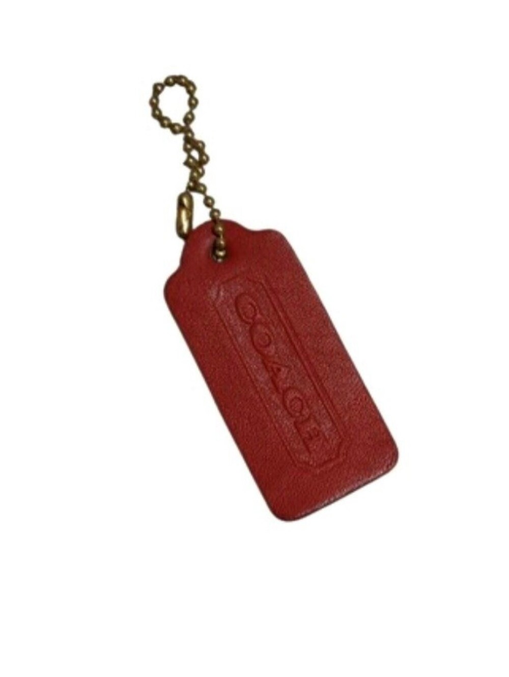 Coach Vintage Red Leather Hangtag With Brass Chain Like New